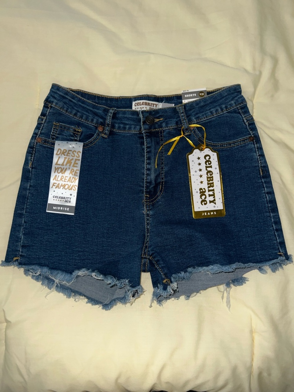 Celebrity Ace Midrise Dark Blue Denim Jean Shorts